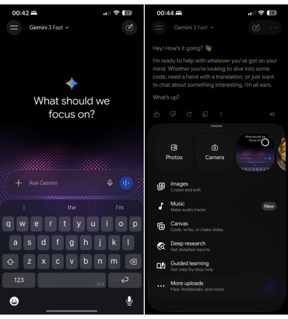 Gemini iOS redesign homescreen