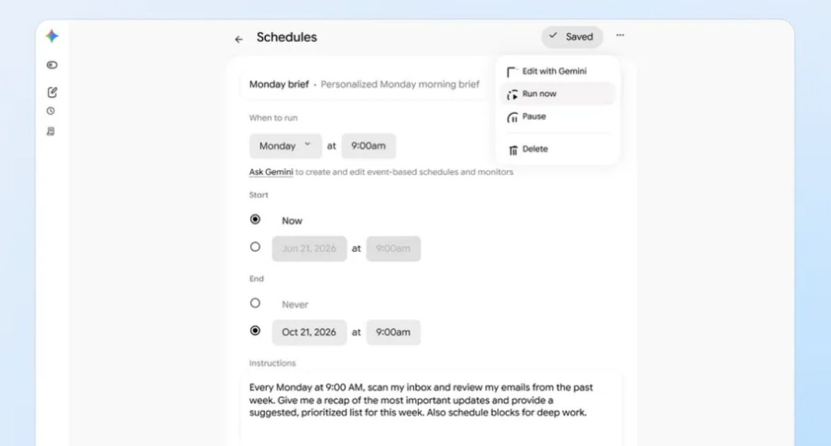 Gemini Spark Agentic Task example prompt Showcase