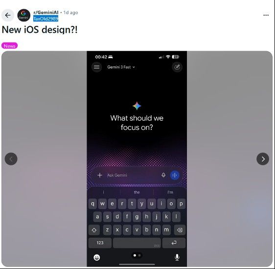 Gemini iOS redesigned User interface