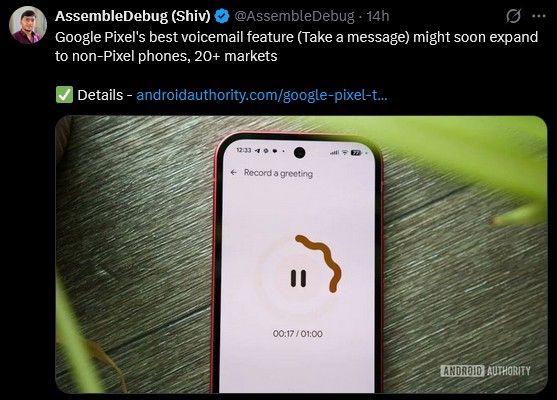 Google Take a Message feature expansion info post