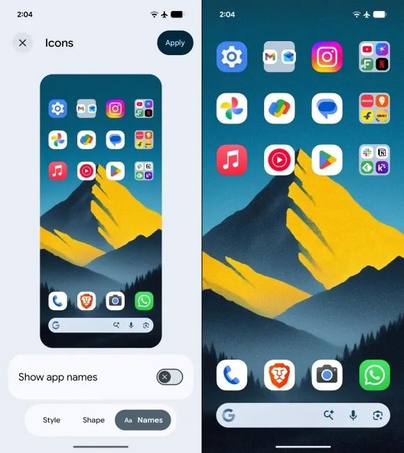 screenshot from pixel showing home screen customisation on android 17