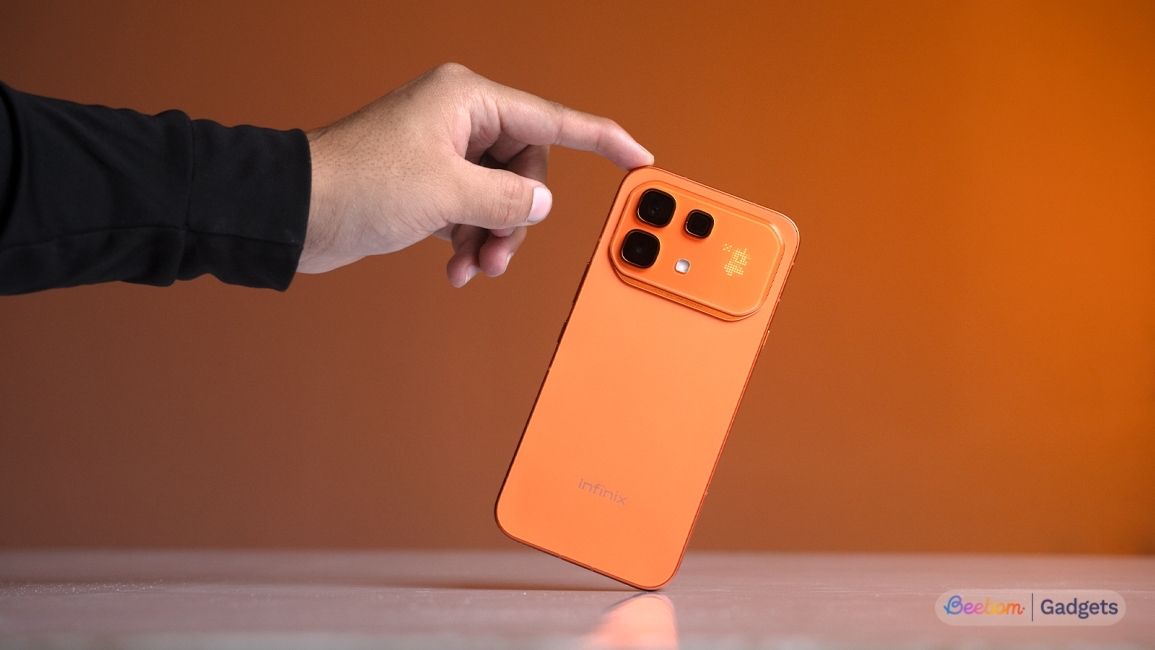 Infinix-Note-60-Pro-design-from-the-back-with-orange-background