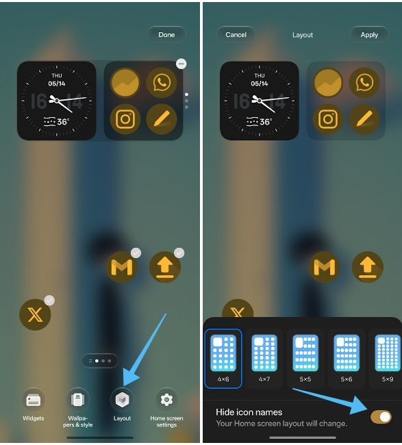 Hide app icon names on OnePlus smartphones