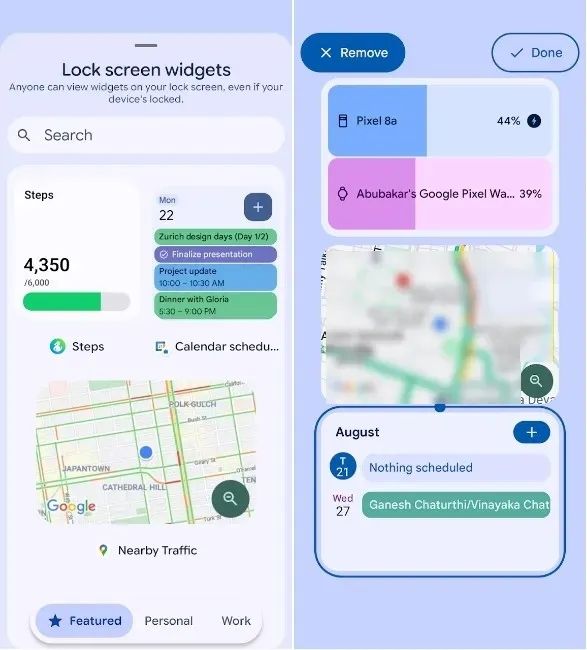 screenshot from pixel showing lock screen widgets