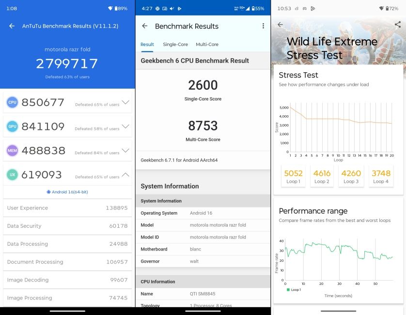 Motorola Razr Fold Benchmark Screenshots