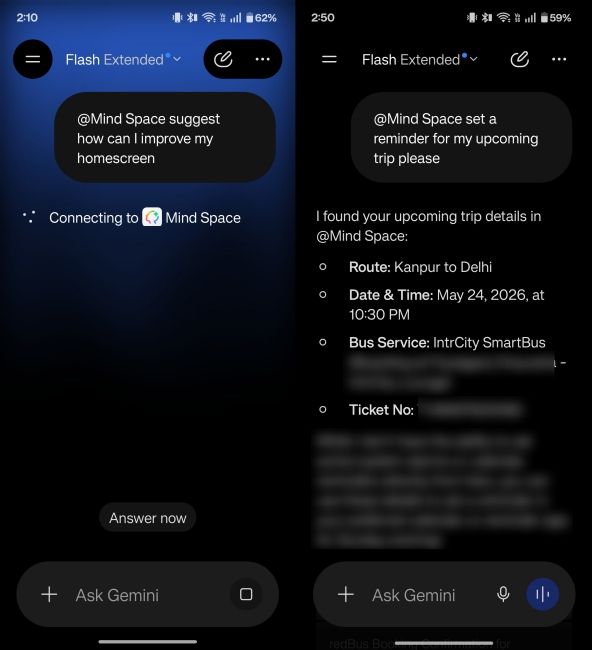 OnePlus AI MindSpace with Gemini Integration showcase in screenshots