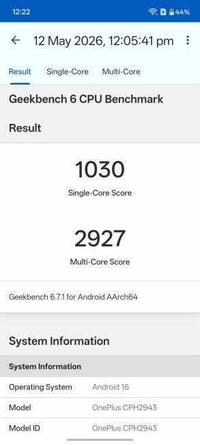 OnePlus Nord CE 6 LIte Geekbench Benchmark Score