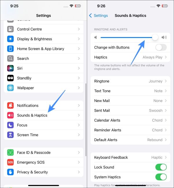 Open-Sound-and-haptics-in-iPhone-settings