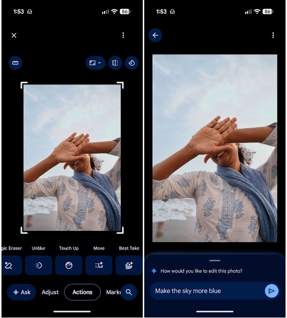 Gemini AI photo editing features