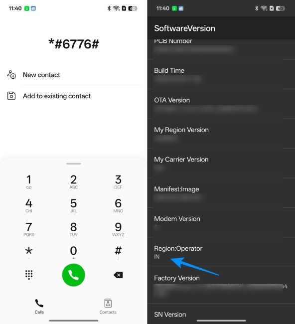 Realme Country Operator code highlighted with an annotation