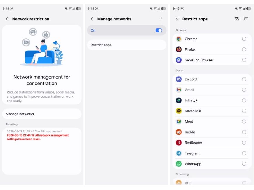 Samsung Network Restriction feature