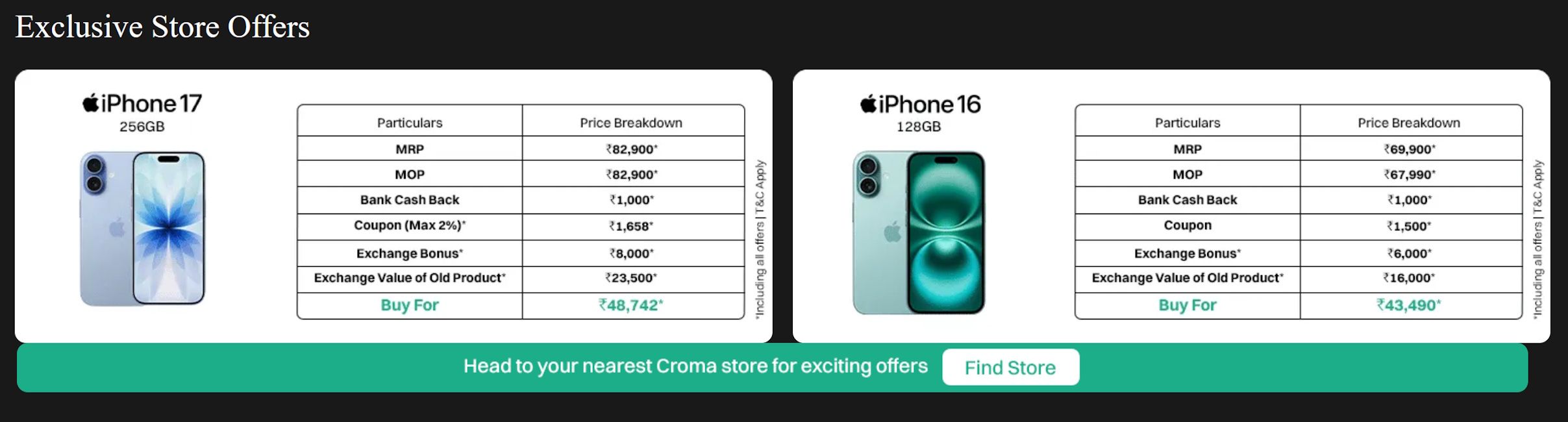 Croma Everything Apple sale on iPhone 17 and iPhone 16