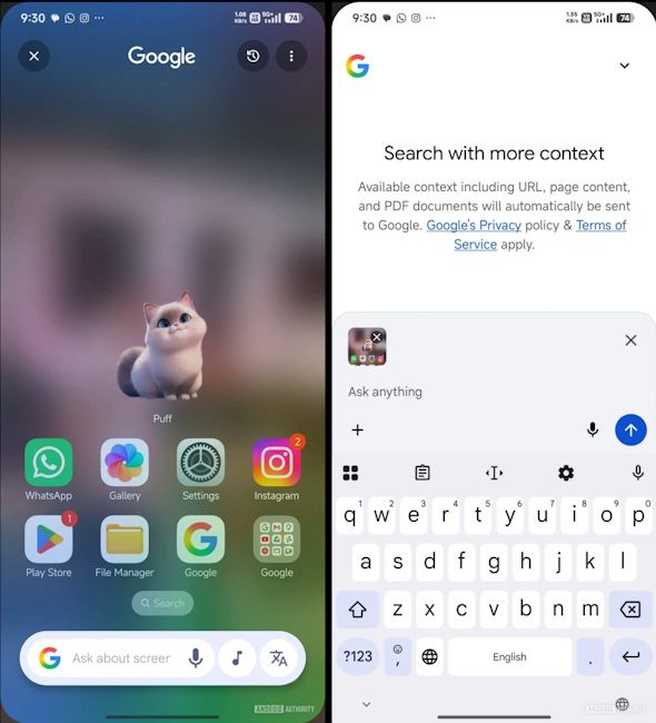 Circle to Search ask about screen feature