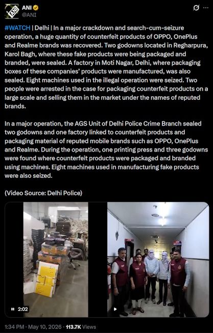 Fake Oppo, Realme and OnePlus phones racket busted in Delhi, India