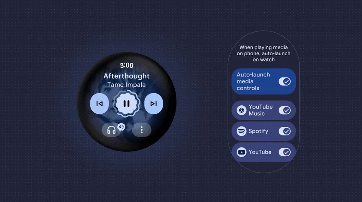 Wear OS 7 with enhanced System Media Controls