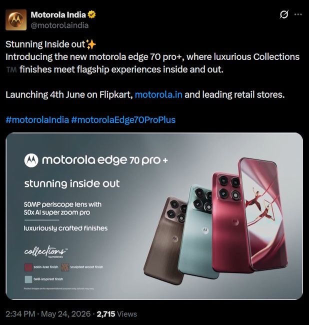 Motorola Edge 70 Pro+ India launch date Motorola Edge 70 Pro+ India launch date