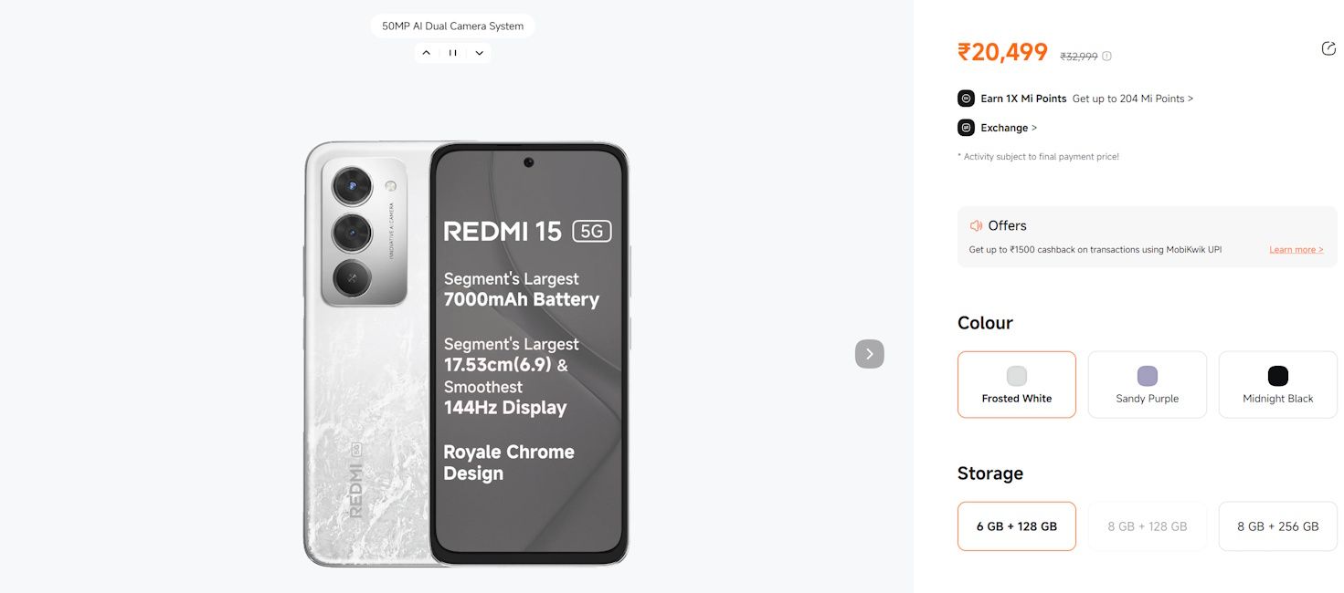 Redmi 15 price hike in India