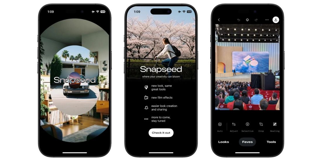 Snapseed 3.0 user interface on iPhones
