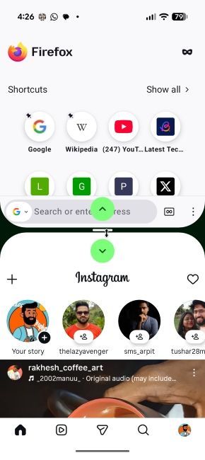 screenshot from pixel showing split screen multitasking