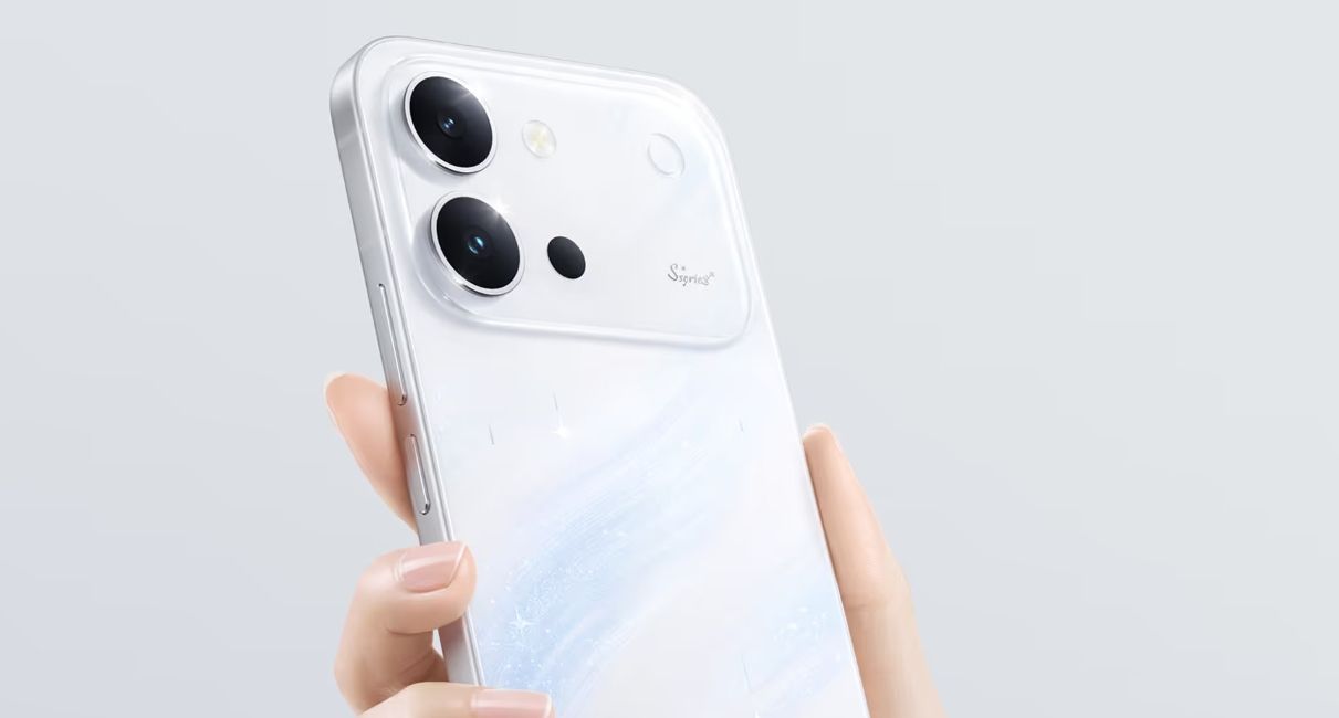 Vivo S60 vitality edition from the back in white colourway