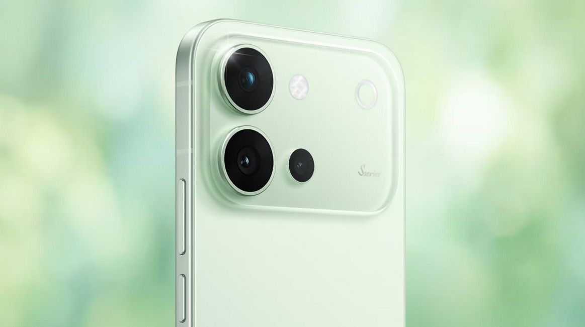 Vivo S60 smartphone from the back in green colourway