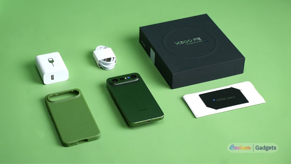 Vivo X300 FE on the table with box contents 