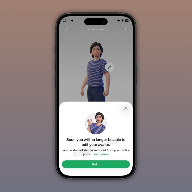 WhatsApp Avatars feature is going away pop up