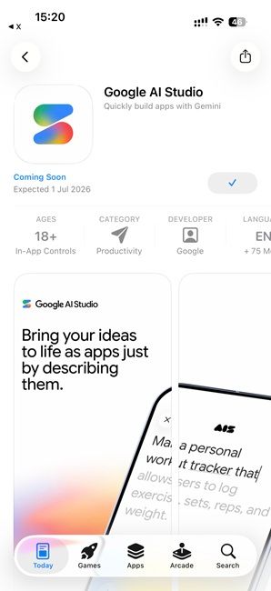 screenshot of google ai studio app on iphone app store screenshot of google ai studio app on iphone app store