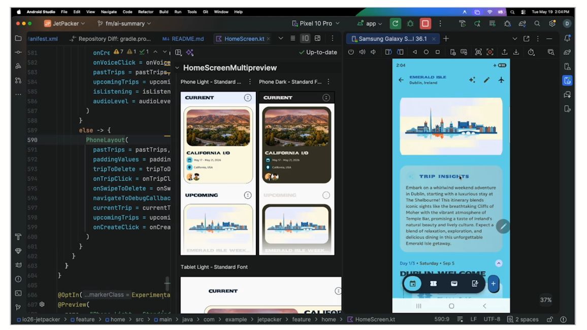 Google Developers showcasing Android Migration Assistant tool interface and working