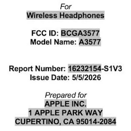 Apple Headphones FCC listing details