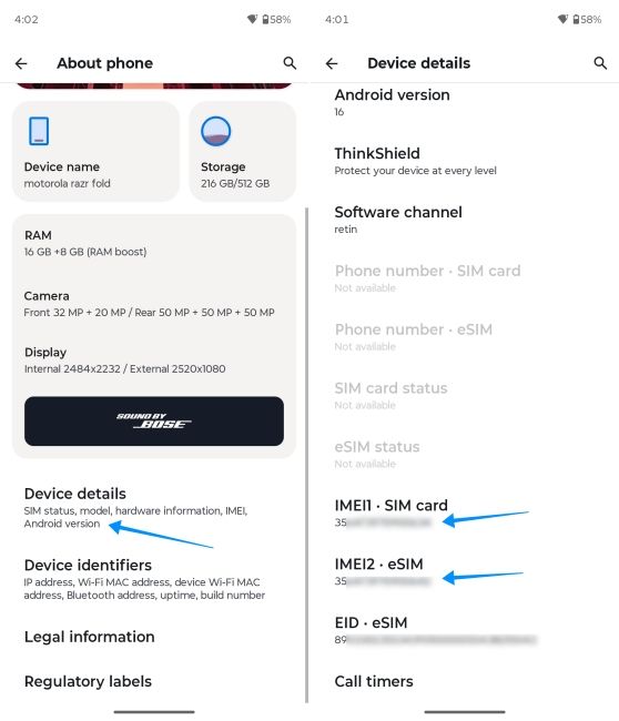 screenshot from a motorola phone showing how to find imei number via settings screenshot from a motorola phone showing how to find imei number via settings