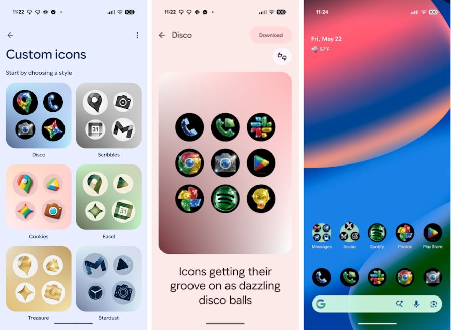 Disco icon packs for Pixel showcased