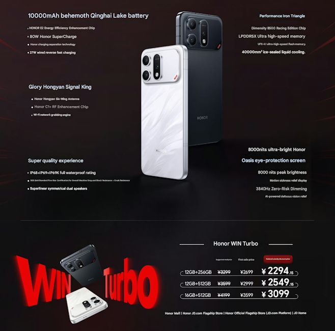 Honor Win Turbo specifications and pricing official banner image Honor Win Turbo specifications and pricing official banner image