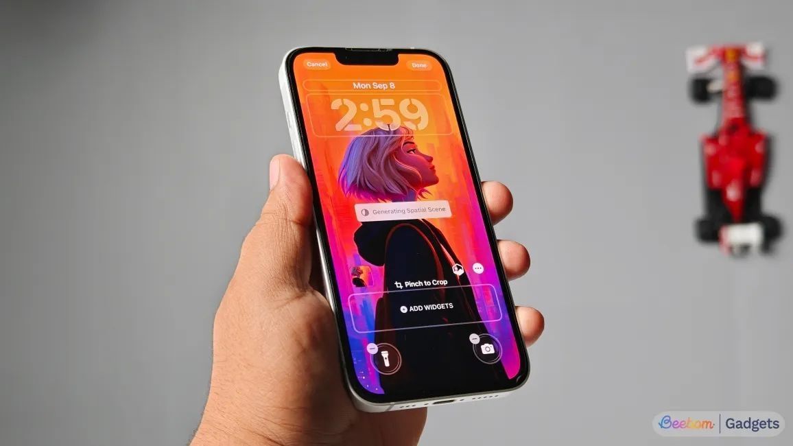 iphone with lock screen customisation options