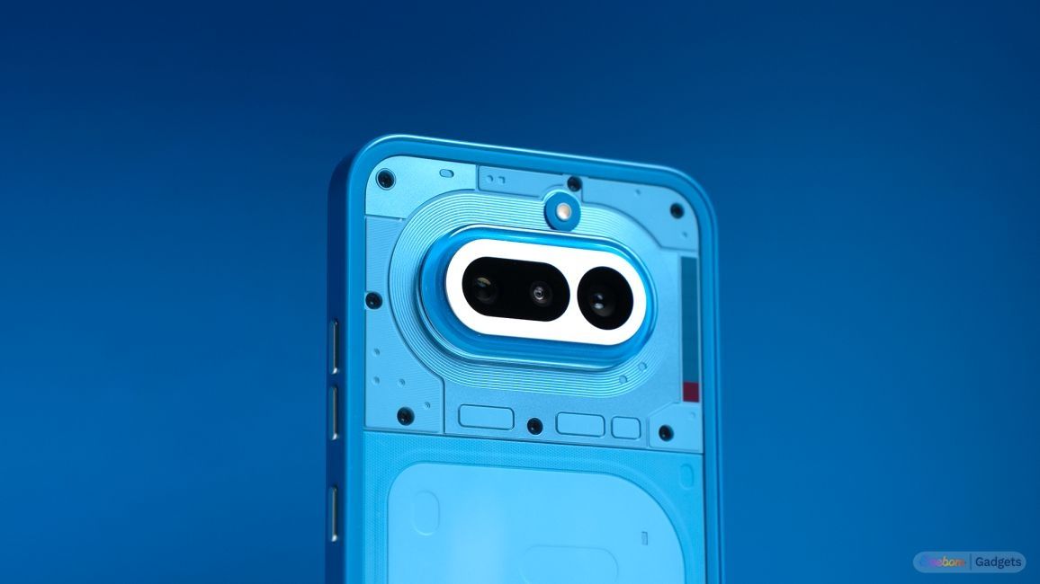 camera module of nothing phone (4a) against blue background