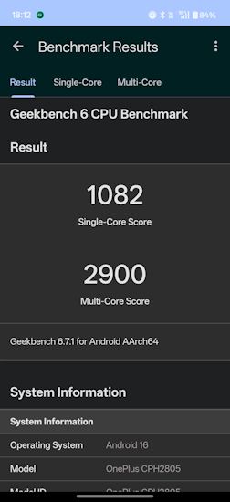 OnePlus Nord CE 6 Geekbench