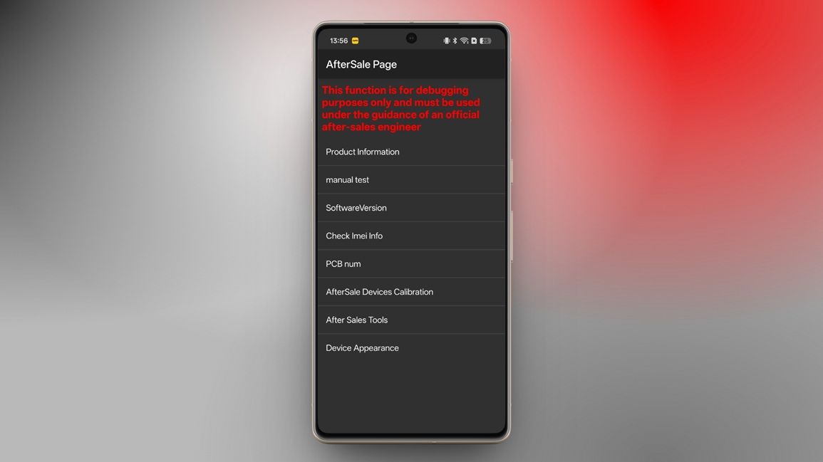 an image showing oppo's engineermode screen
