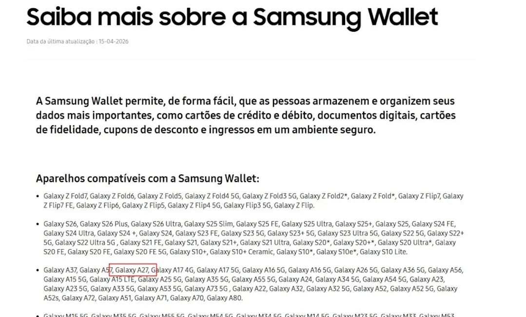 Samsung Galaxy A27 Samsung Wallet app