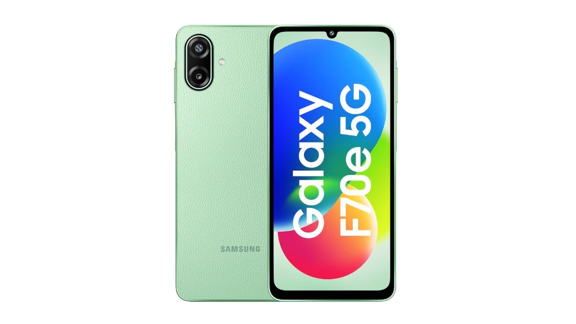 samsung galaxy f70e phone against white background