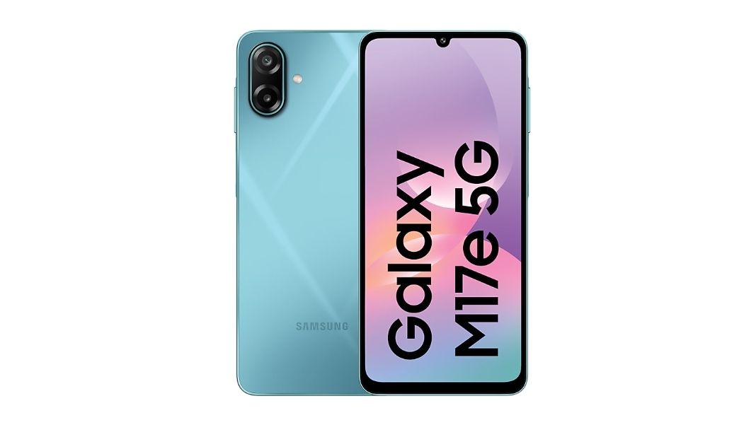 samsung galaxy m17e phone against white background