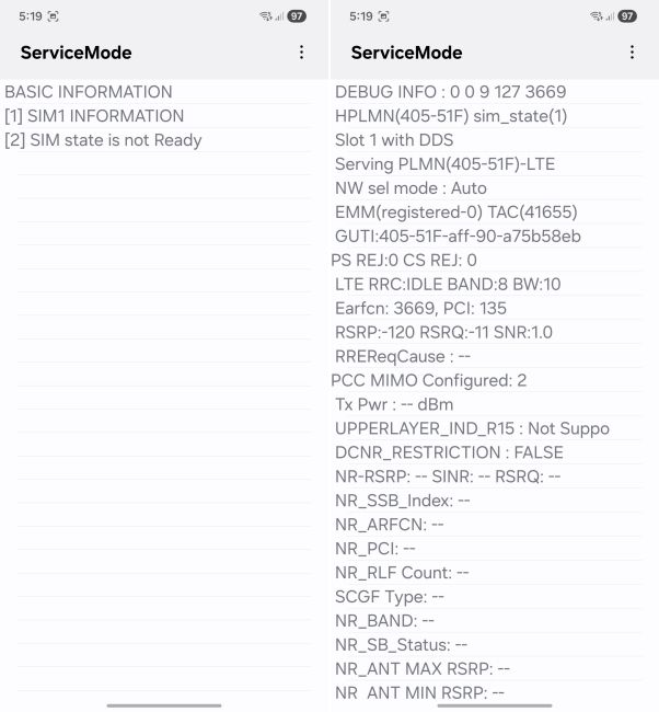 screenshot from one ui showing radio details on the sim