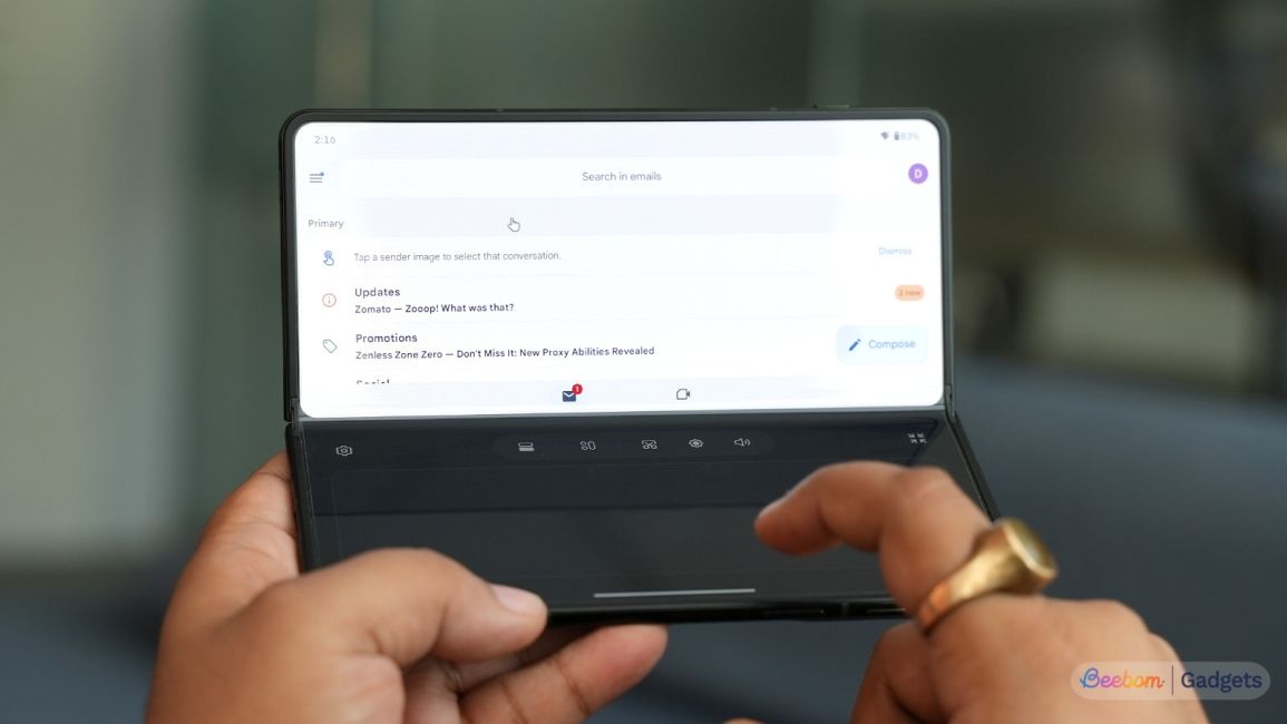 Laptop mode shown on the Motorola Razr Fold