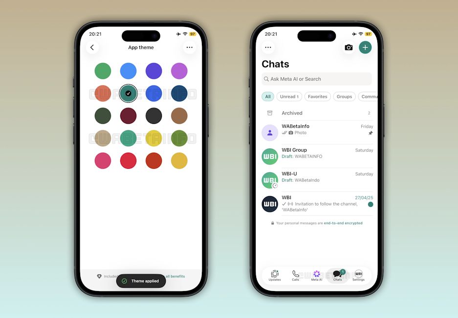 WhatsApp Plus chat themes showcased