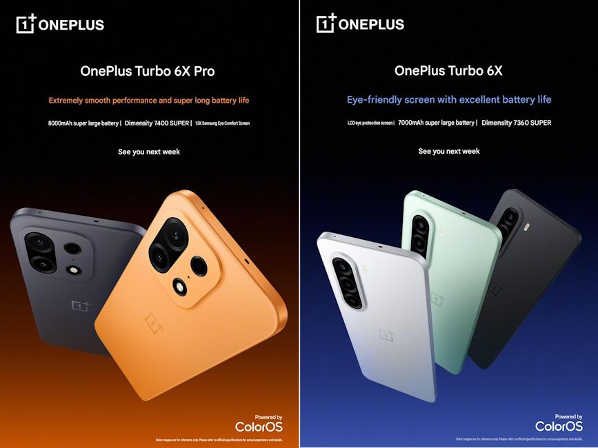 OnePlus Turbo 6X (right) and OnePlus Turbo 6X Pro (left)