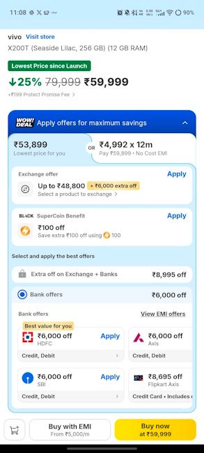 Vivo X200T Flipkart June Epic sale 2026 deal