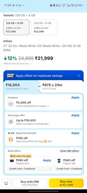 Infinix GT 30 Flipkart deal Infinix GT 30 Flipkart deal
