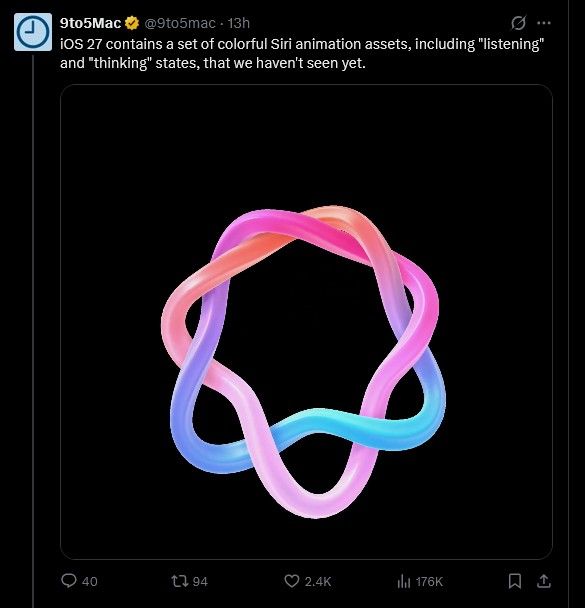 Apple Siri AI new animation when thinking
