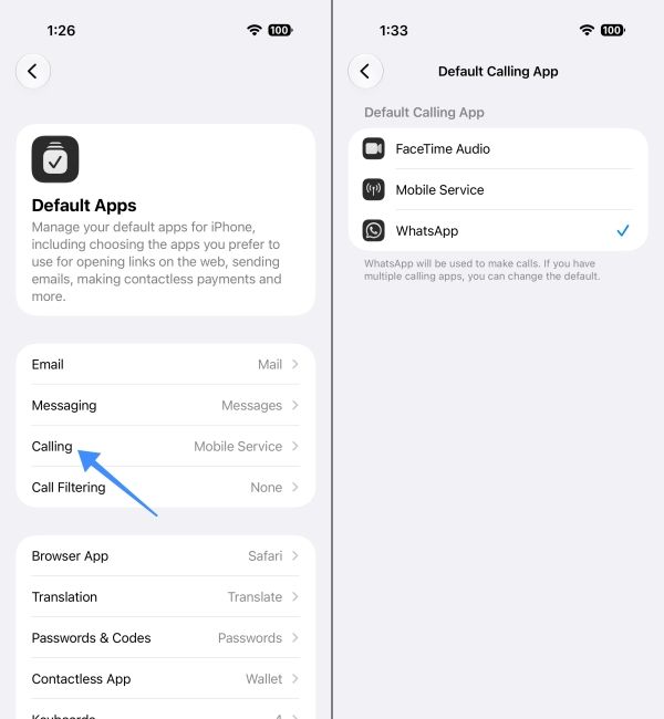 Change Default Calling app on iPhone