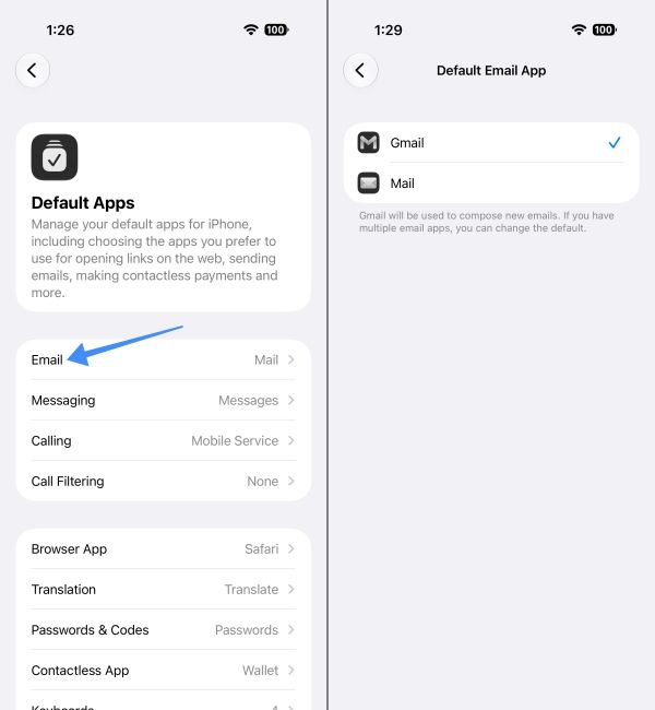 Change Default Email App on iPhone