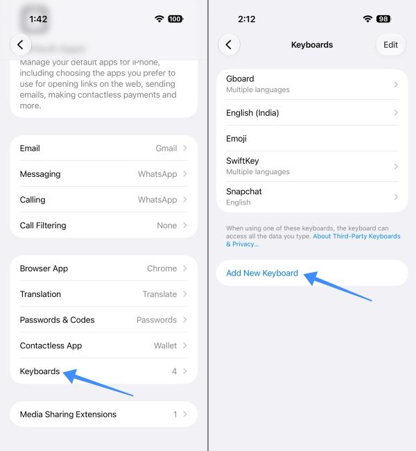 Change Default Keyboards App